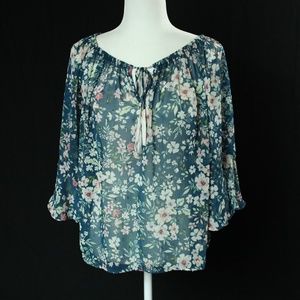 NWT | Lovestitch | Blue Floral Blouse | Sz S